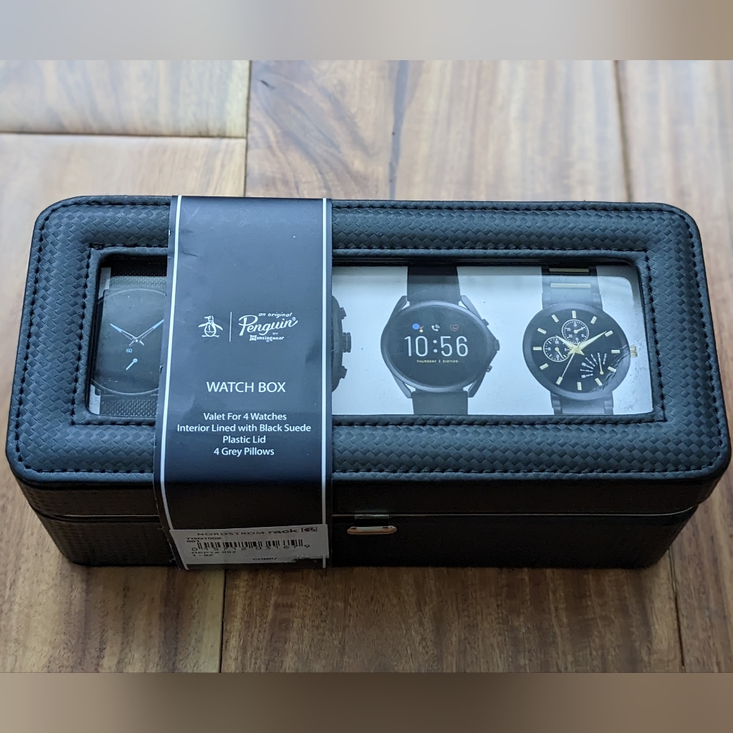 Original Penguin Basketweave Watch Box Holds 4 Watches Nwt